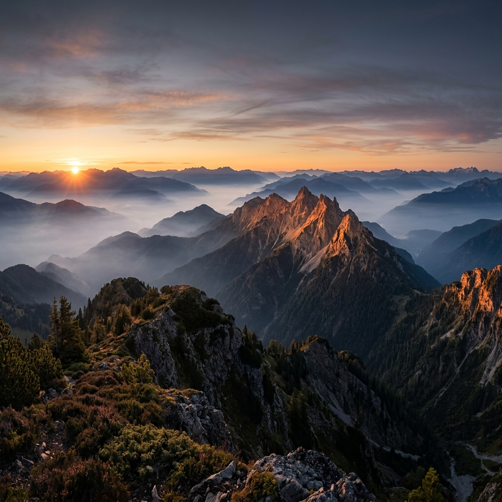 Mountain landscape at dawn