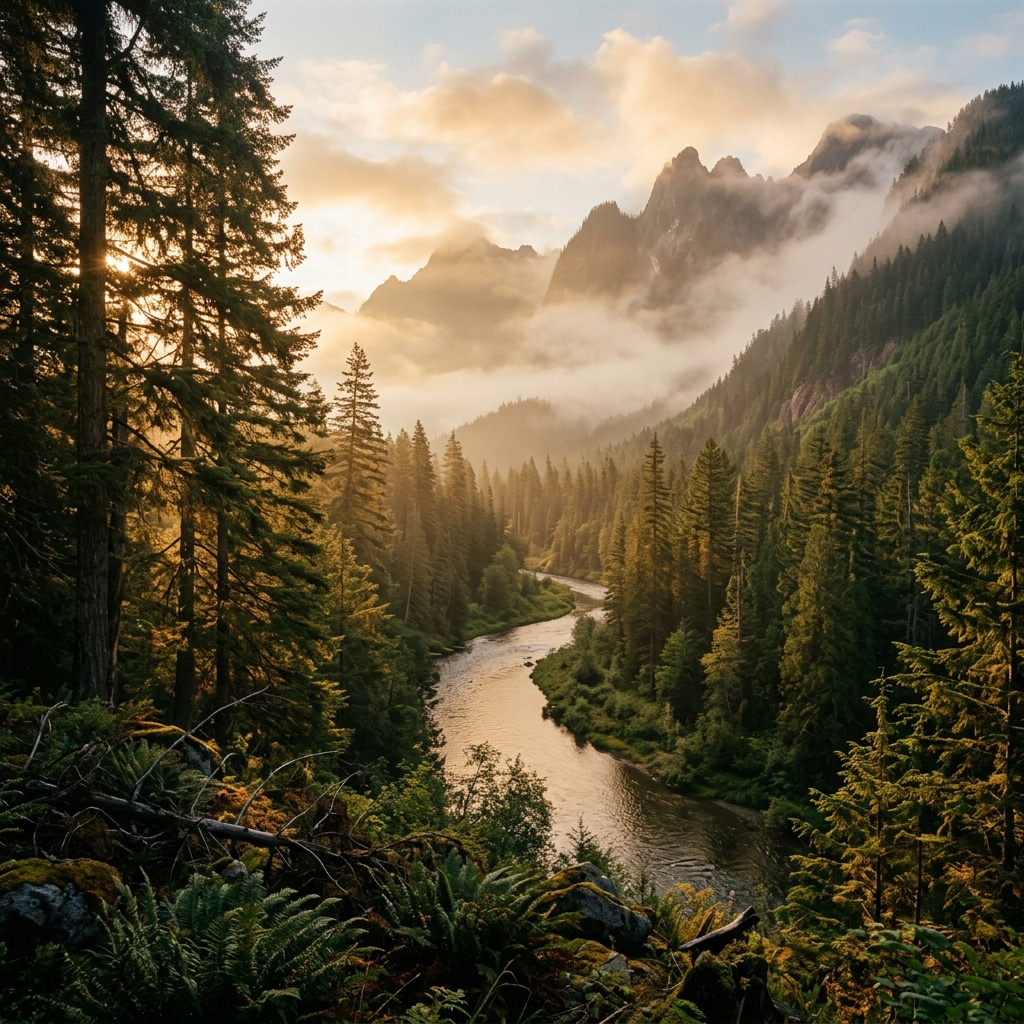 Forest and mountain landscape